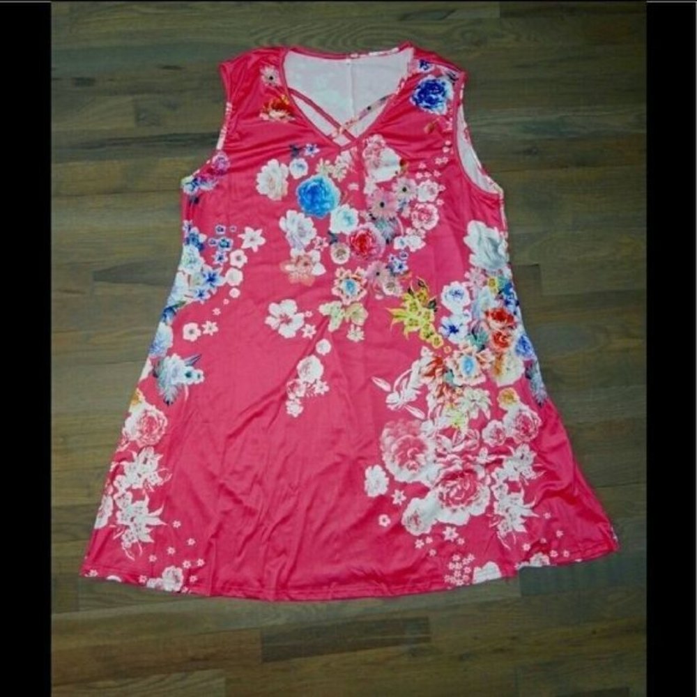 Size XXL ☆ Floral Pink Light Boho Dress